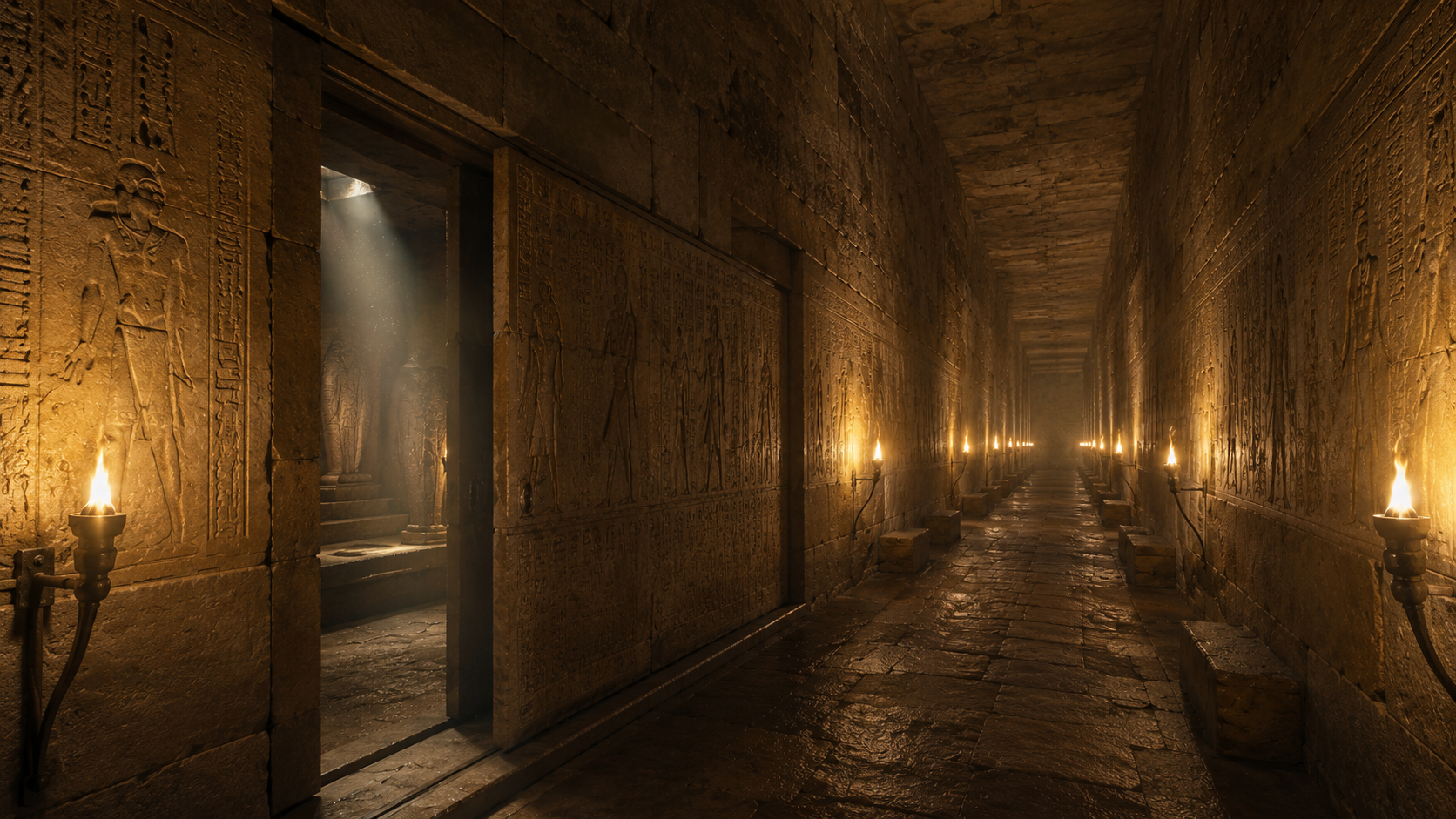 Hidden passage behind false wall